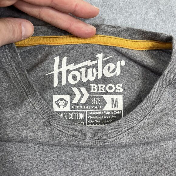 Howler Bros Shirt Mens M Grey Graphic Print Cotton Pocket Tee Lightweight Medium - Picture 2 of 9